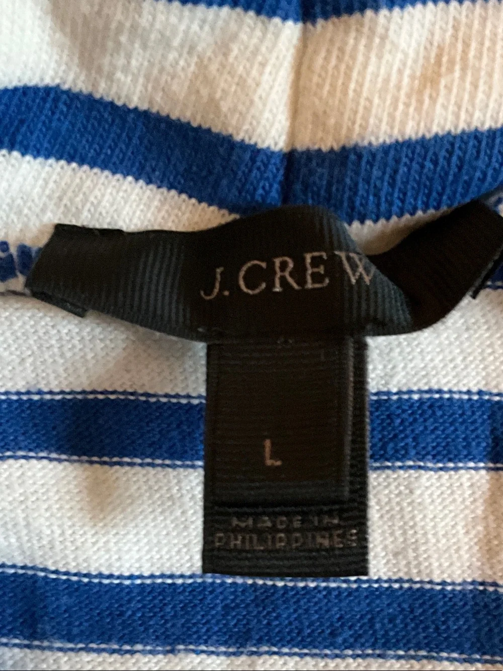 J. Crew Blue and White Striped Turtleneck Sweater